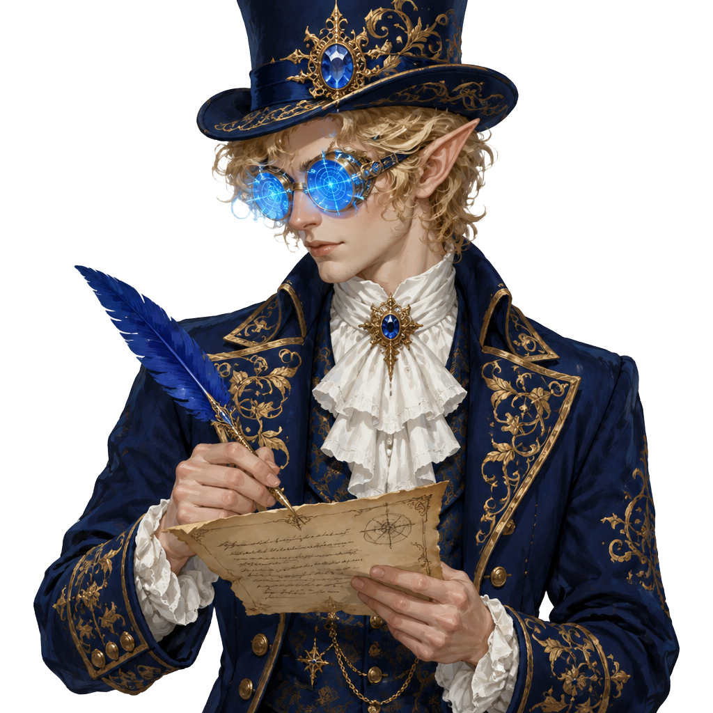 Cortex, the research agent, writing a first-person report with a quill.